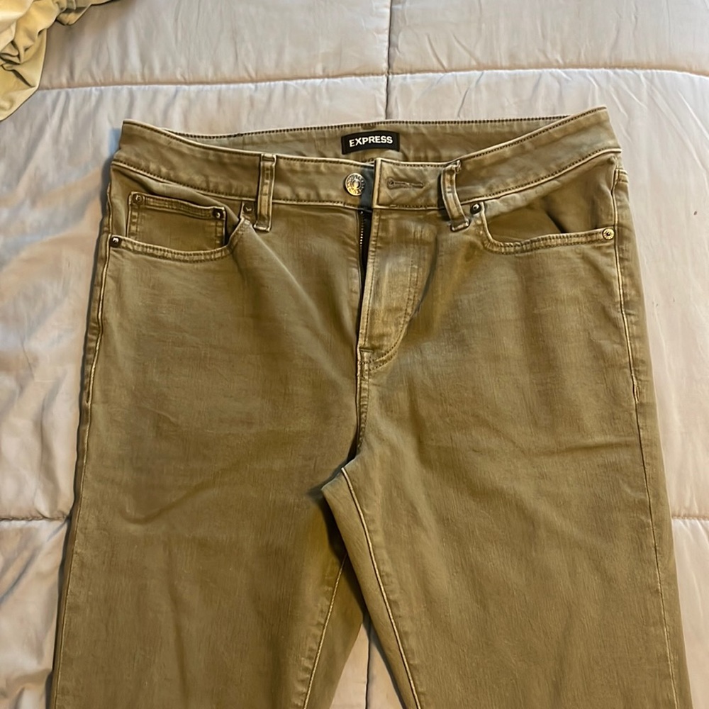 Men’s Express Skinny Jeans Olive - Size 32x30